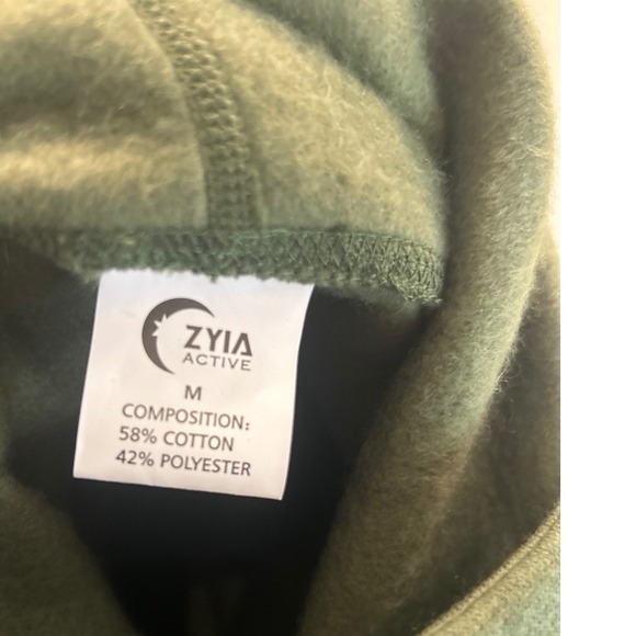 Zyia Active Green Funnel Neck Pocket Hoodie Womens Size M Cotton Polyester Blend - Picture 8 of 8